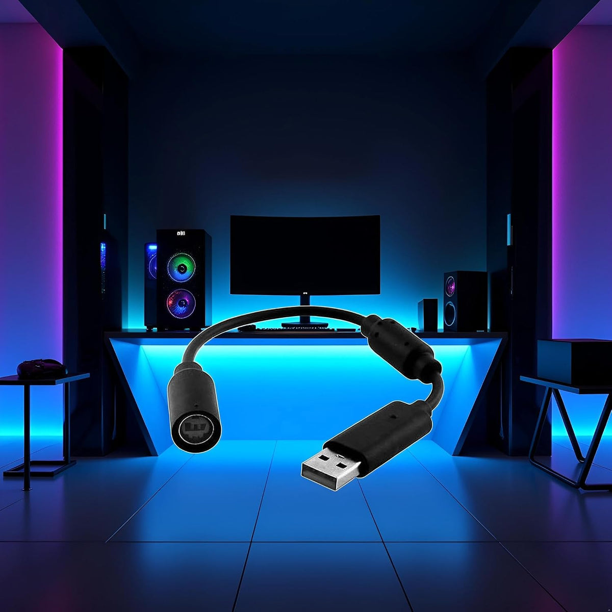 Black Audio USB Breakaway PC Cable Cord Adapter Converter for Xbox 360 Controller Rocksmith Real Tone Cable
