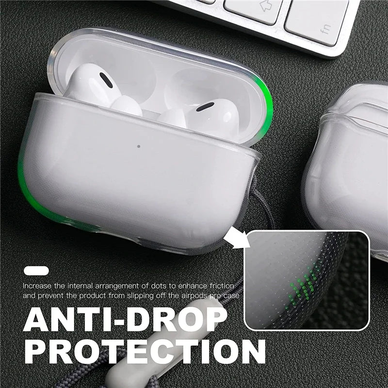 Clear Soft TPU Earphone Case with Lanyard Strap for Airpods Pro 2 3 2Nd Generation Air Pods 4 3 1 3Rd 2024 Gen Cover Accessories