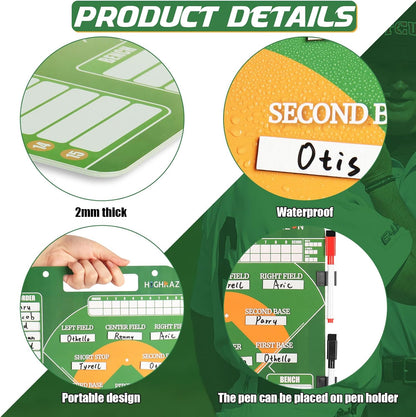 Magnetic Baseball Coach Clipboard, Dry Erase Coach Lineup Board, Premium Tactical Baseball Coaching Board with 40 Lineup Cards and Marker, Dugout Display Softball Coaching Accessories