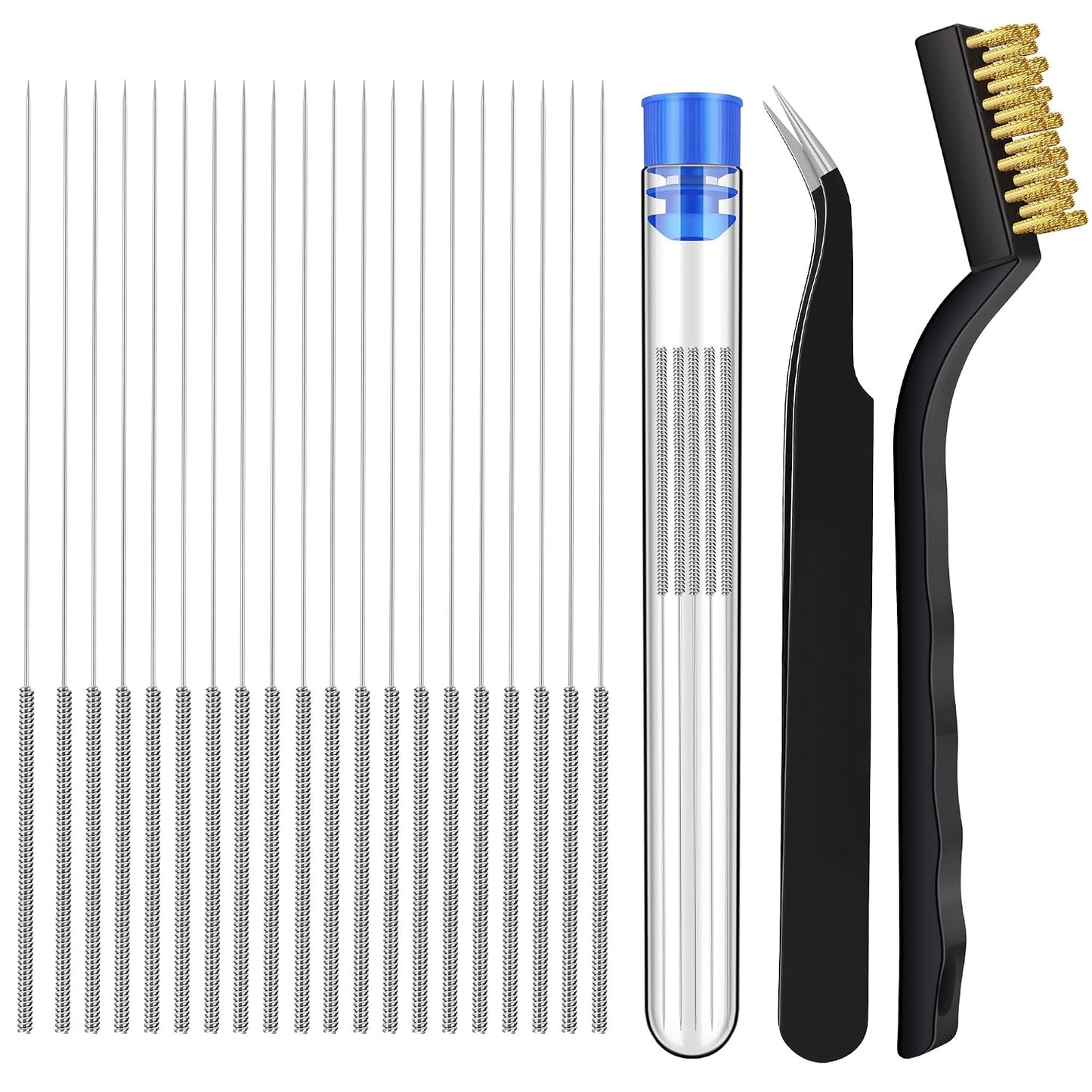 22PCS 3D Printer Nozzle Cleaning Kit, 3D Printer Cleaning Kit | with 20X 0.4Mm Nozzle Cleaner, 1 Precision Tweezer & Wire Brush, Universal Clog Removal Tool for 3D Printers