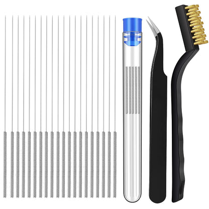 22PCS 3D Printer Nozzle Cleaning Kit, 3D Printer Cleaning Kit | with 20X 0.4Mm Nozzle Cleaner, 1 Precision Tweezer & Wire Brush, Universal Clog Removal Tool for 3D Printers