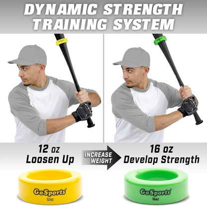 Baseball and Softball Bat Weights - 2 Pack Baseball Donuts - 16 Oz & 12 Oz