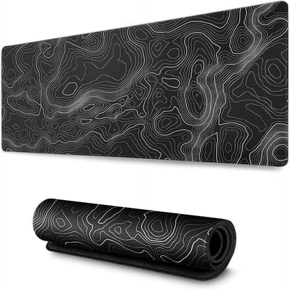 Large Mouse Pad Mat 35X17 Inch, XXXL Gaming Mouse Pad Topographic Map Lines | Extended Desk Mat with Non-Slip Rubber Base, Geographic Contour Topographic Design Mousepad for Gaming, Office, Laptop & PC