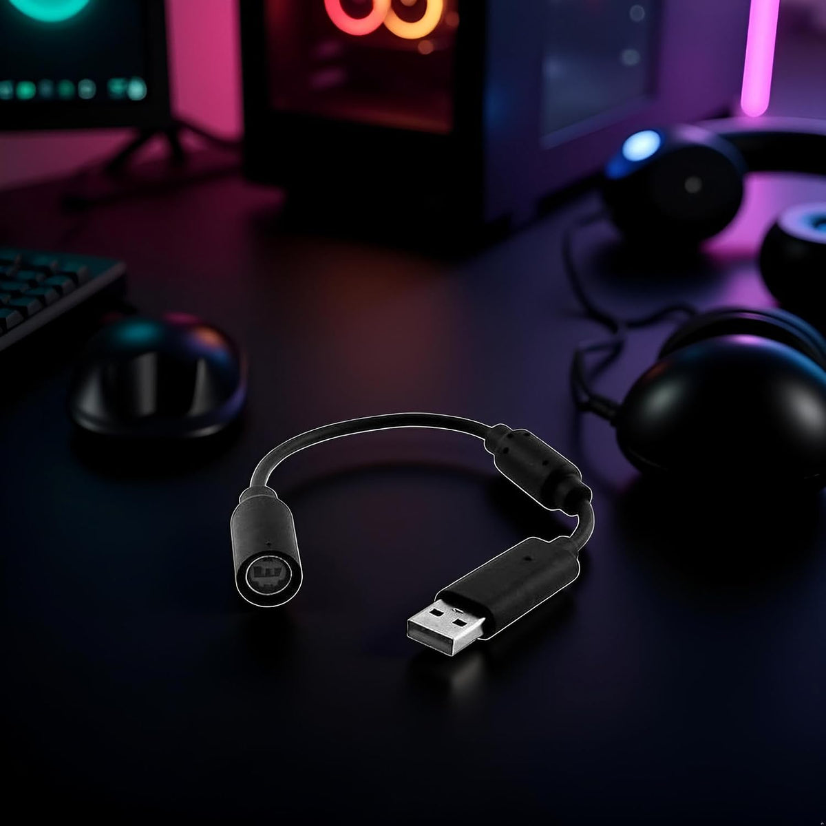 Black Audio USB Breakaway PC Cable Cord Adapter Converter for Xbox 360 Controller Rocksmith Real Tone Cable