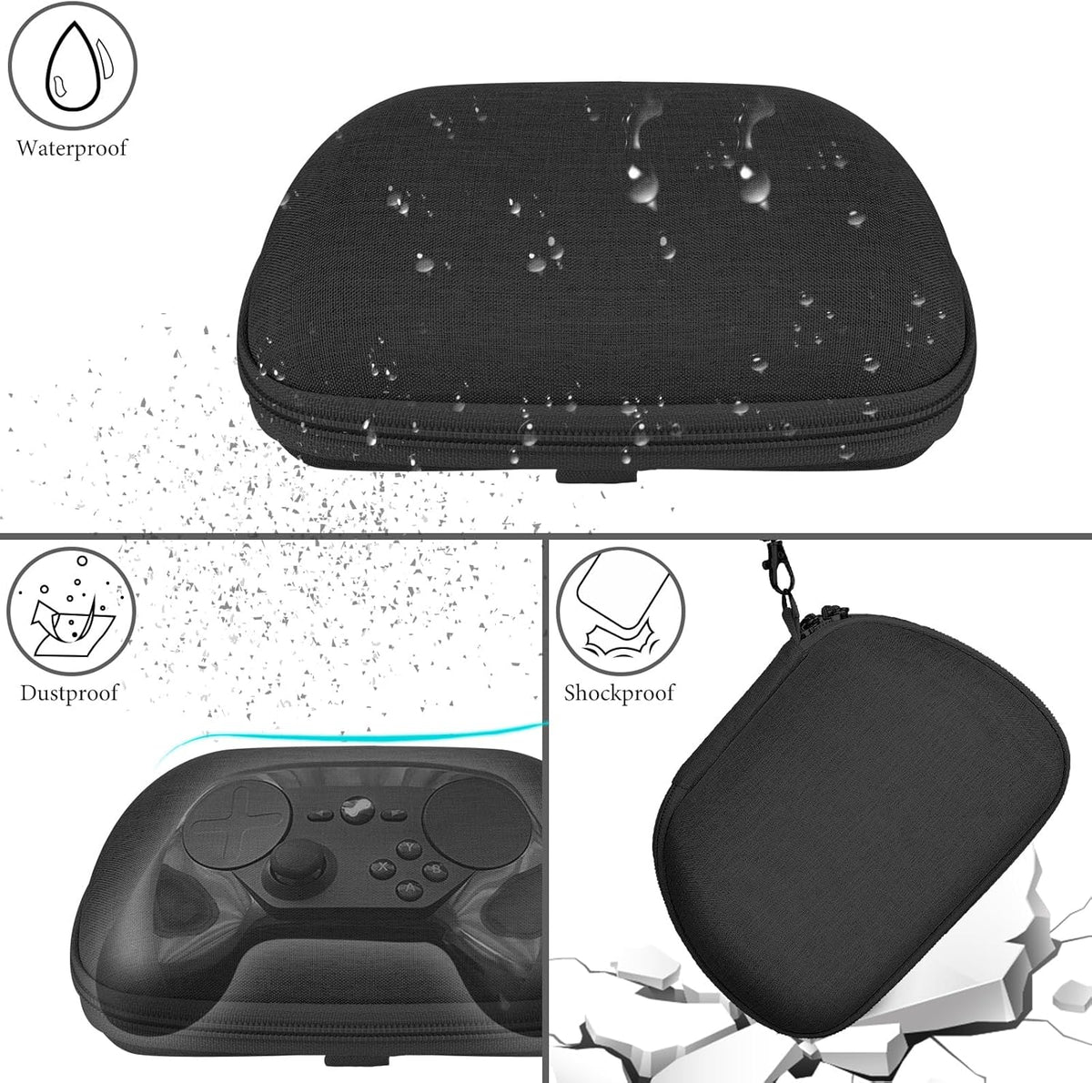 Shield Case Compatible with Steam Controller, Razer Wolverine V3 Pro, Hard Shell Travel Carrying Storage Bag with Internal Mesh Pocket for Charging Cable (Dark Gray)