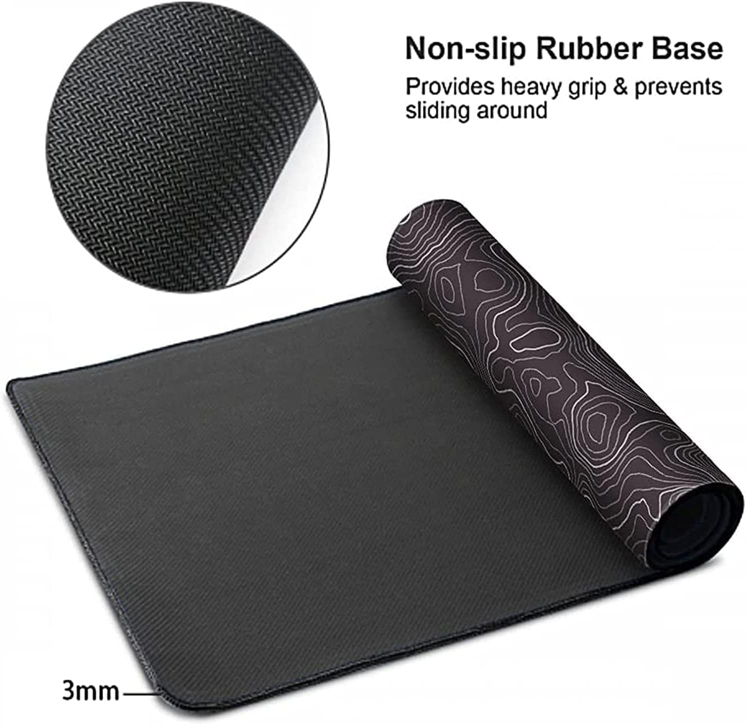 Large Mouse Pad Mat 35X17 Inch, XXXL Gaming Mouse Pad Topographic Map Lines | Extended Desk Mat with Non-Slip Rubber Base, Geographic Contour Topographic Design Mousepad for Gaming, Office, Laptop & PC