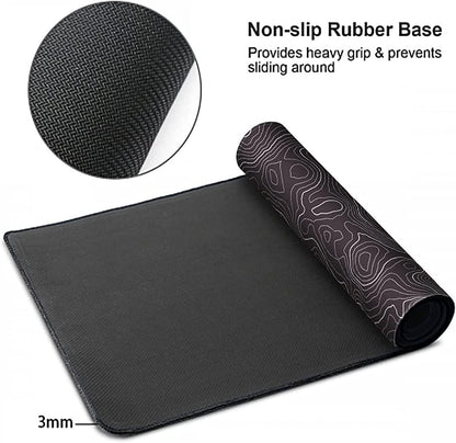 Large Mouse Pad Mat 35X17 Inch, XXXL Gaming Mouse Pad Topographic Map Lines | Extended Desk Mat with Non-Slip Rubber Base, Geographic Contour Topographic Design Mousepad for Gaming, Office, Laptop & PC