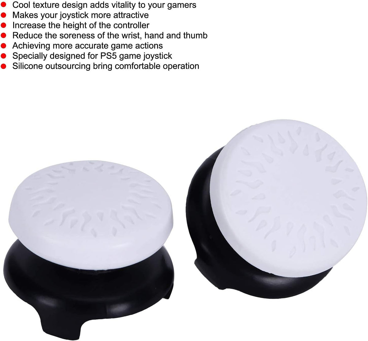 2Pcs Thumbstick Extender for 3D Texture Thumb Grip Stick Joystick Thumbstick for Controller (White)