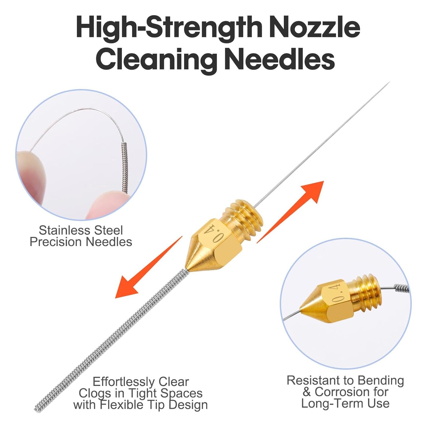 22PCS 3D Printer Nozzle Cleaning Kit, 3D Printer Cleaning Kit | with 20X 0.4Mm Nozzle Cleaner, 1 Precision Tweezer & Wire Brush, Universal Clog Removal Tool for 3D Printers