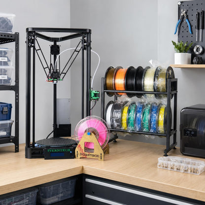 3D Printer Filament Storage Rack,2-Tier Desktop Metal Spool Holder | Organizer for PLA/ABS/TPU, Fits 12 Rolls for 3D Printing Workstation, Office,Workshop