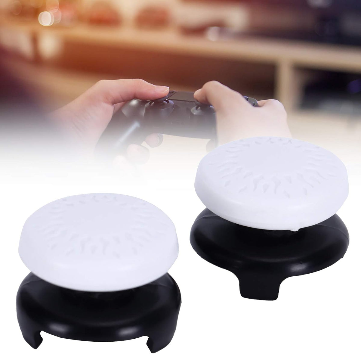 2Pcs Thumbstick Extender for 3D Texture Thumb Grip Stick Joystick Thumbstick for Controller (White)