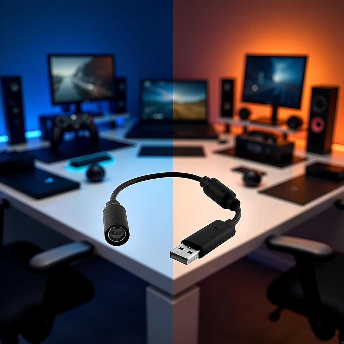 Black Audio USB Breakaway PC Cable Cord Adapter Converter for Xbox 360 Controller Rocksmith Real Tone Cable