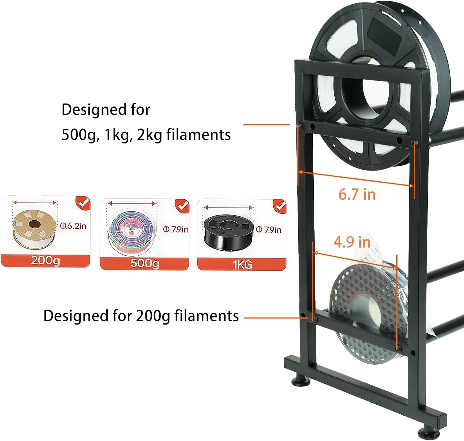 3D Printer Filament Storage Rack,2-Tier Desktop Metal Spool Holder | Organizer for PLA/ABS/TPU, Fits 12 Rolls for 3D Printing Workstation, Office,Workshop