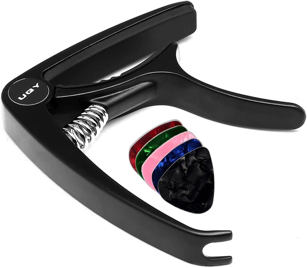 Guitar Capo for Acoustic/Electric Guitar & Ukulele - Black with 5 Picks