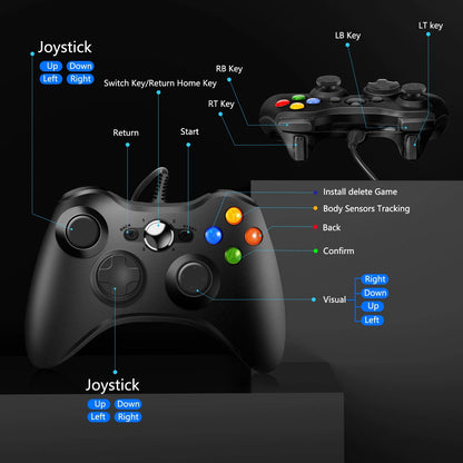 LUXMO Wired Xbox 360 Controller Gamepad Joystick Compatible with Xbox 360 /PC/ Windows 7 8 10
