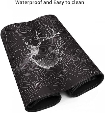 Large Mouse Pad Mat 35X17 Inch, XXXL Gaming Mouse Pad Topographic Map Lines | Extended Desk Mat with Non-Slip Rubber Base, Geographic Contour Topographic Design Mousepad for Gaming, Office, Laptop & PC