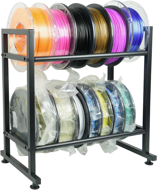 3D Printer Filament Storage Rack,2-Tier Desktop Metal Spool Holder | Organizer for PLA/ABS/TPU, Fits 12 Rolls for 3D Printing Workstation, Office,Workshop